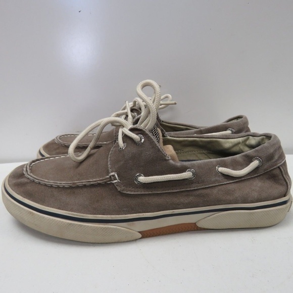 Sperry Olive Halyard 2 Eye Boat Shoe Slip On - Picture 1 of 5